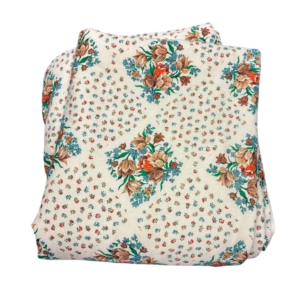 70s Floral Cottagecore Retro MCM Americana Comforter Cream Full/Double 83